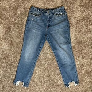 Adore Blue Distressed Ankle Jeans